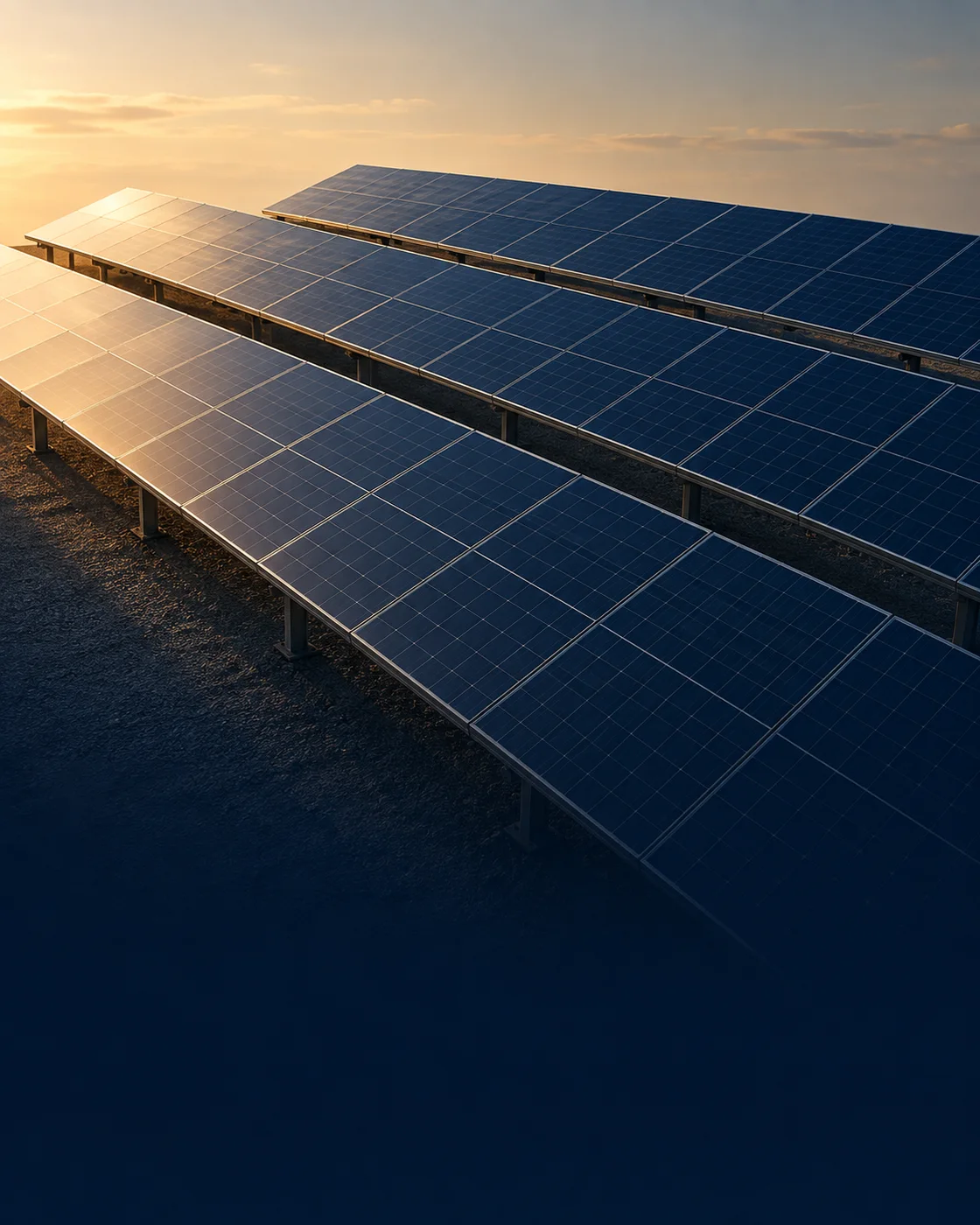 Yenilenebilir enerjiyi temsil eden güneş paneli sıraları